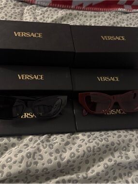 Versace Cat-Eye Sunglasses in Black and Burgundy Dual Set